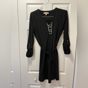 Michael Kors, short, size large black dress with a silver chain